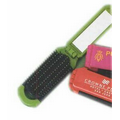 Folding Plastic Hair Brush w/ Mirror Handle